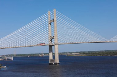 Dames Point Bridge against the clear blue skies in Jacksonville Florida