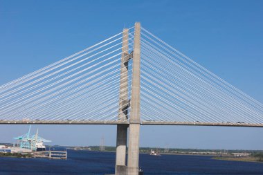 Dames Point Bridge against the clear blue skies in Jacksonville Florida