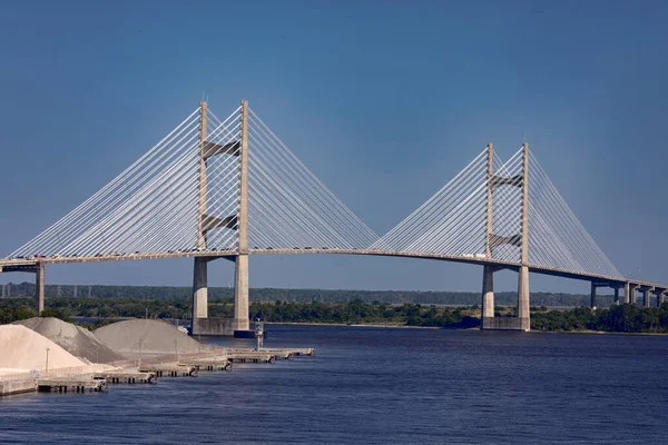 Dames Point Bridge Clear Blue Skies Jacksonville Florida — ストック写真