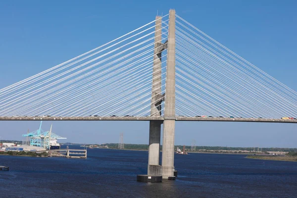 Dames Point Bridge Clear Blue Skies Jacksonville Florida — 图库照片