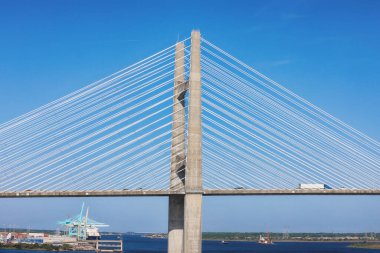 Dames Point Bridge against the clear blue skies in Jacksonville Florida