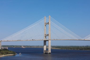 Dames Point Bridge against the clear blue skies in Jacksonville Florida