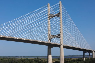 Dames Point Bridge against the clear blue skies in Jacksonville Florida