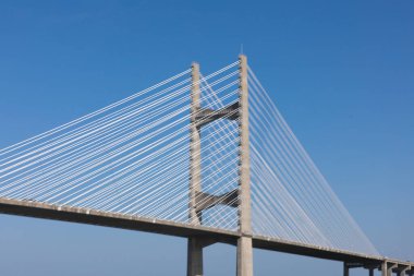 Dames Point Bridge against the clear blue skies in Jacksonville Florida