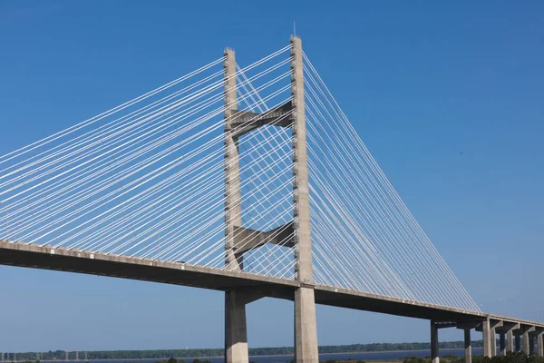 Dames Point Bridge against the clear blue skies in Jacksonville Florida