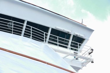 Navigation bridge of cruise ship  with watch officer