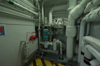 Pipework in ship's engine room