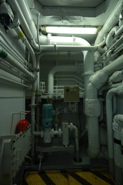 Pipework in ship's engine room