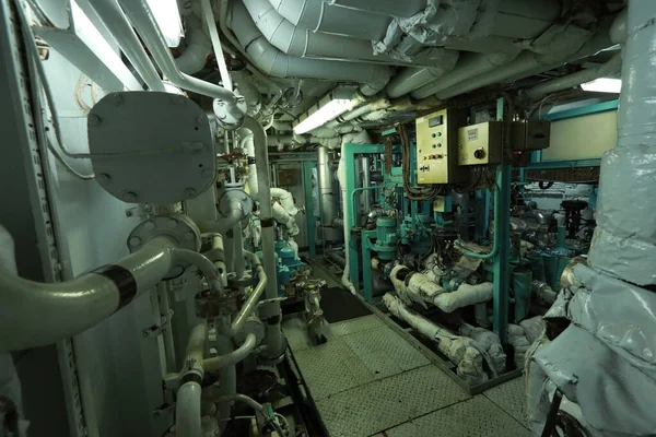 Pipework in ship's engine room