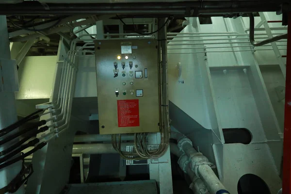 Pipework in ship's engine room