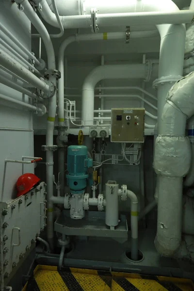 Pipework in ship\'s engine room