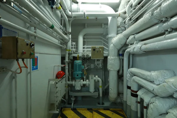 Pipework in ship's engine room