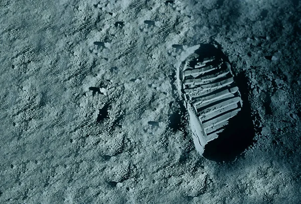 Astronaut's boot print on lunar (moon) landing mission. Elements of this image furnished by NASA.