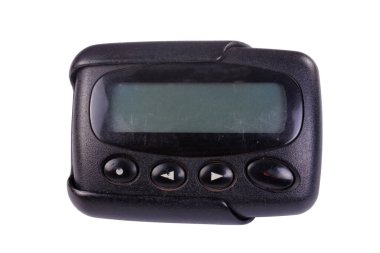 Eski çağrı cihazı izole beyaz arka plan üzerinde