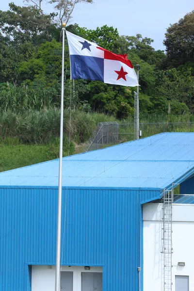 Flaga Panamska Kanał Panamski — Zdjęcie stockowe