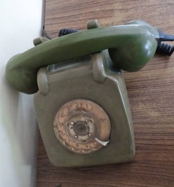 Vintage eski tablo sepya fotoğraf telefonla