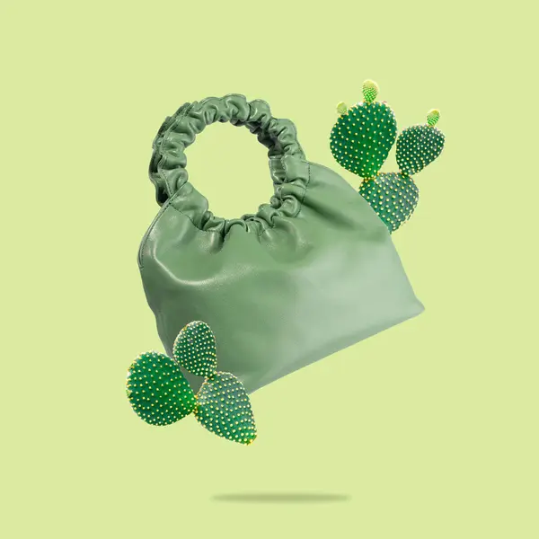 Groen Modern Design Tas Gemaakt Van Cactus Leer Een Groene — Stockfoto