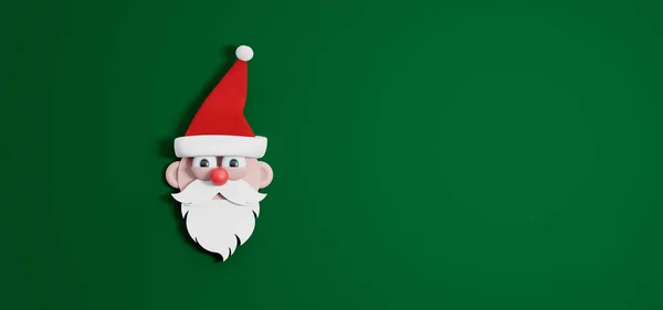 산타클로스는 캐릭터이다 Christmas Holidays Concept Green Background Render Illustration — 스톡 사진