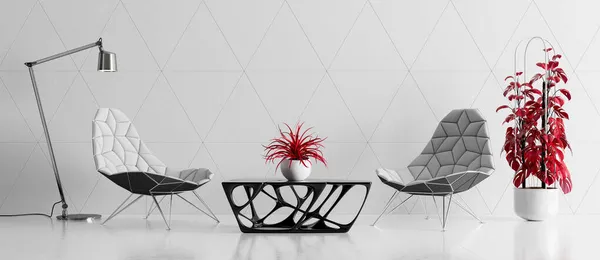 Modernes Wohnzimmerdesign Mit Zeitgenössischen Möbeln Render Illustration — Stockfoto