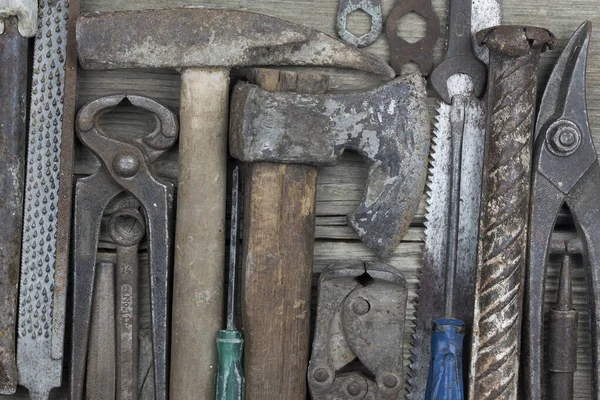 Old Rusty Vintage Working Tools Workbench — Stockfoto