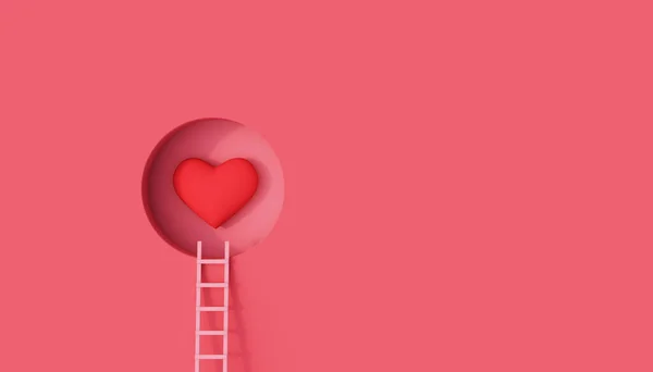 Ladders Lead Heart Path Love Concept Valentine Day Background Render — Fotografia de Stock