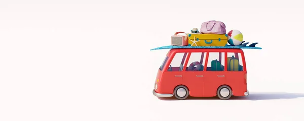Bus Luggage Beach Accessories Ready Summer Vacation Creative Summer Travel — Foto de Stock