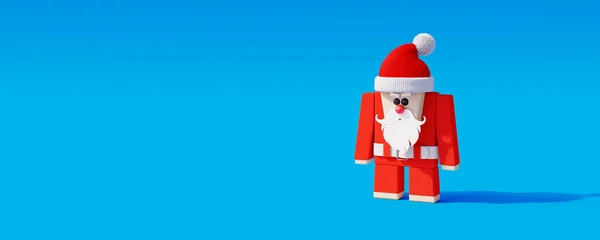 Santa Claus Funny Character Red Nose Christmas Holidays Concept Blue — 图库照片