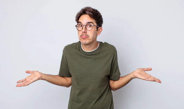 Young Handsome Hispanic Man Feeling Clueless Confused Having Idea Absolutely — Foto Stock