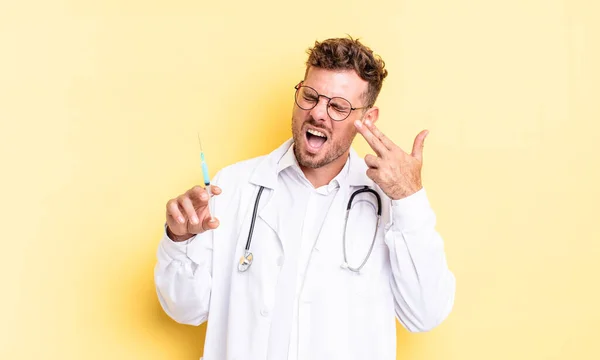 Young Handsome Man Looking Unhappy Stressed Suicide Gesture Making Gun — Stock Photo, Image