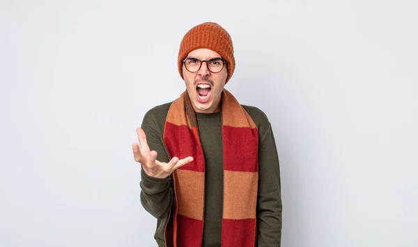 Young Handsome Man Looking Angry Annoyed Frustrated Winter Clothes Concept — Stock Photo, Image