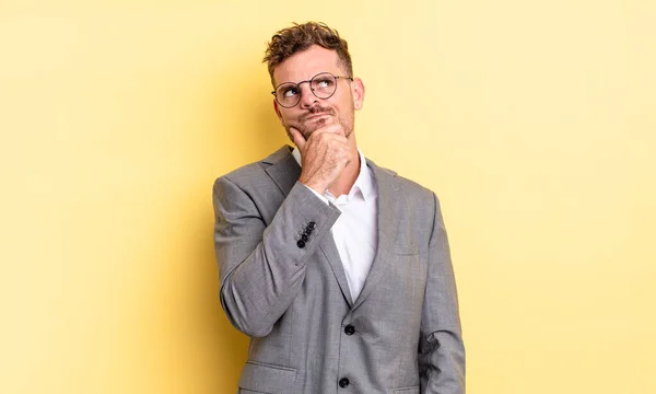 Young Handsome Man Thinking Feeling Doubtful Confused Business Concept — Stock Photo, Image