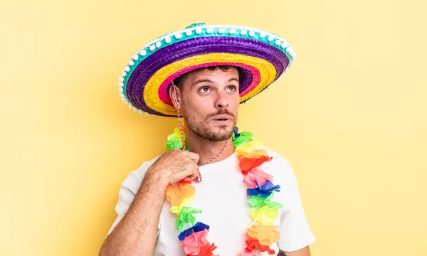 Young Handsome Man Feeling Stressed Anxious Tired Frustrated Mexican Party — Stock Photo, Image