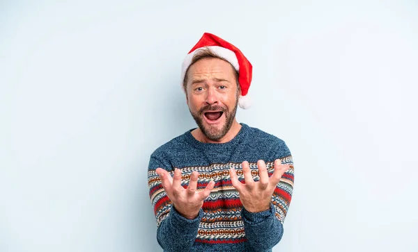 Bel Homme Âge Moyen Désespéré Frustré Stressé Concept Noël — Photo