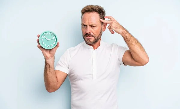Middle Age Handsome Man Feeling Confused Puzzled Showing You Insane — Stock Photo, Image