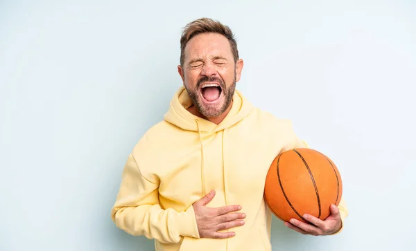 Middle Age Handsome Man Laughing Out Loud Some Hilarious Joke — Stock Photo, Image