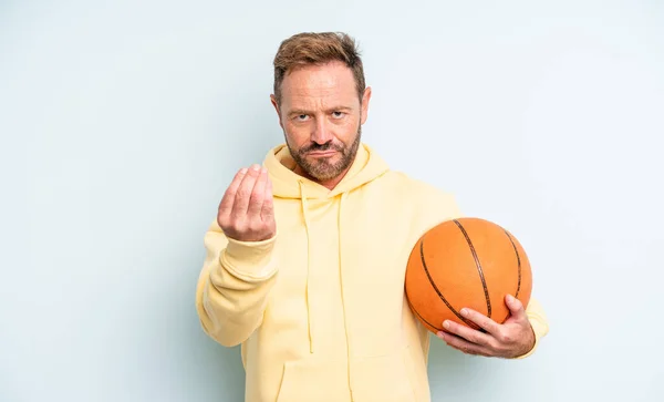 Middle Age Handsome Man Making Capice Money Gesture Telling You — Stock Photo, Image