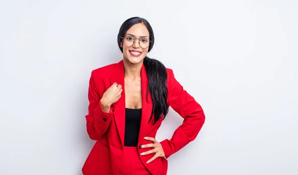 Pretty Hispanic Woman Looking Arrogant Successful Positive Proud Businesswoman Concept — Stock Photo, Image