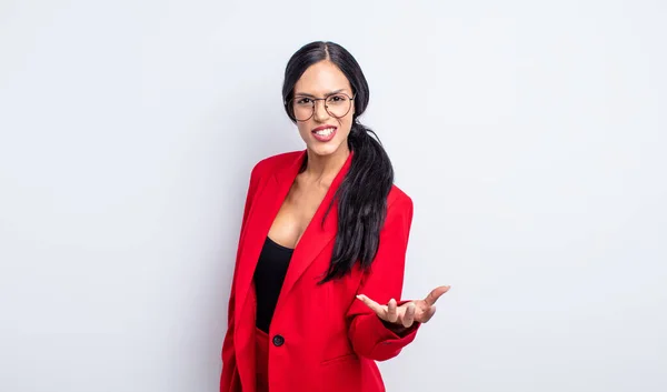 Pretty Hispanic Woman Looking Angry Annoyed Frustrated Businesswoman Concept — Stock Photo, Image