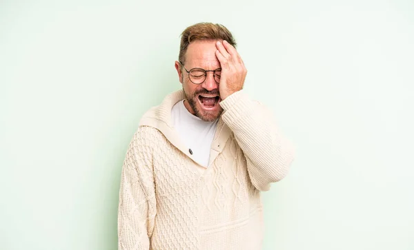 Middle Age Handsome Man Laughing Slapping Forehead Saying Doh Forgot — Stock Photo, Image