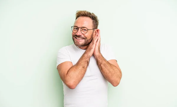 Middle Age Handsome Man Feeling Love Looking Cute Adorable Happy — Stock Photo, Image