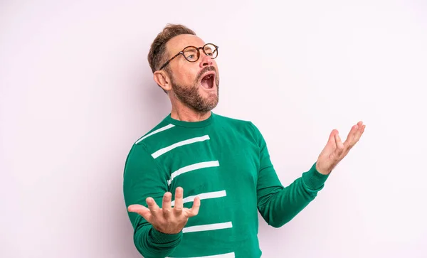 Middle Age Handsome Man Performing Opera Singing Concert Show Feeling — Stock Photo, Image