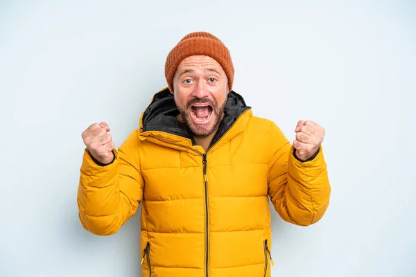 Middle Age Handsome Man Cold Weather Concept — Stock Photo, Image