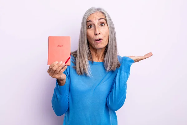 Middle Age Gray Hair Woman Looking Surprised Shocked Jaw Dropped — Stock Photo, Image