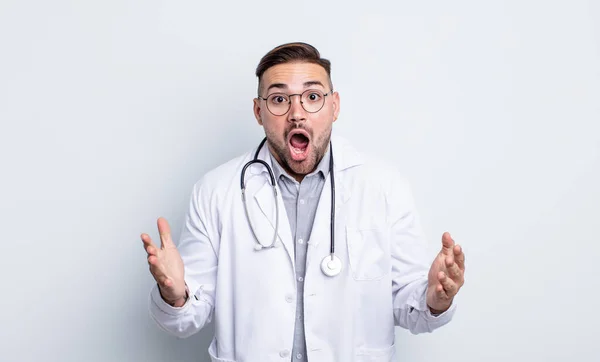 Young Handsome Man Feeling Extremely Shocked Surprised Physician Concept — Stock Photo, Image