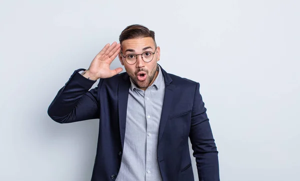 Jovem Homem Bonito Que Parece Feliz Surpreso Surpreso Conceito Empresário — Fotografia de Stock