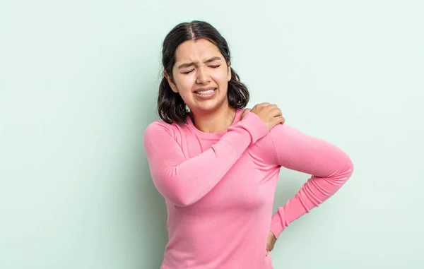 Mooie Tiener Vrouw Voelt Zich Moe Gestrest Angstig Gefrustreerd Depressief — Stockfoto