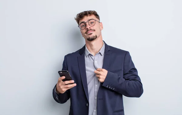 Young Handsome Man Looking Arrogant Successful Positive Proud Business Concept — Stock Photo, Image