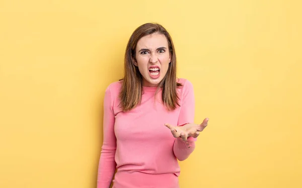 Junges Hübsches Mädchen Das Wütend Genervt Und Frustriert Schreit Wtf — Stockfoto