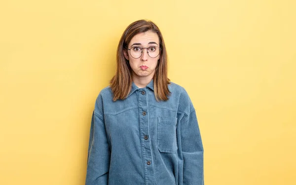 Jovem Menina Bonita Sentindo Triste Estressado Chateado Por Causa Uma — Fotografia de Stock