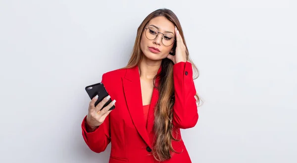 Mujer Bonita Asiática Sentirse Aburrido Frustrado Somnoliento Después Cansancio Concepto — Foto de Stock